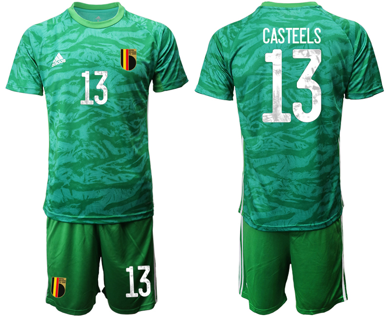 Men 2021 European Cup Belgium green goalkeeper #13 Soccer Jerseys1->belgium jersey->Soccer Country Jersey